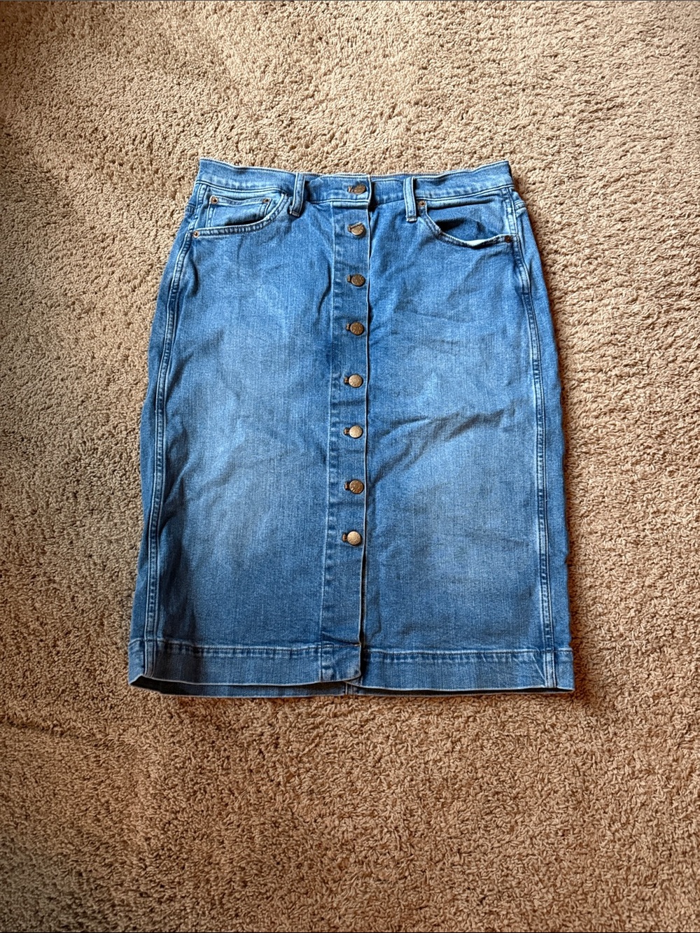 J. Crew Blue Button-Front Denim Pencil Skirt